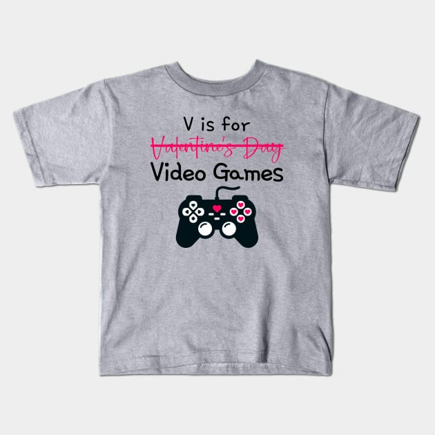 V is for Video Games Kids T-Shirt by KayBee Gift Shop